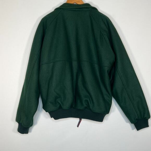 Vintage 90's Bugle Boy Outerwear Hunter Green Wool Varsity Bomber Jacket Coat - Picture 8 of 13